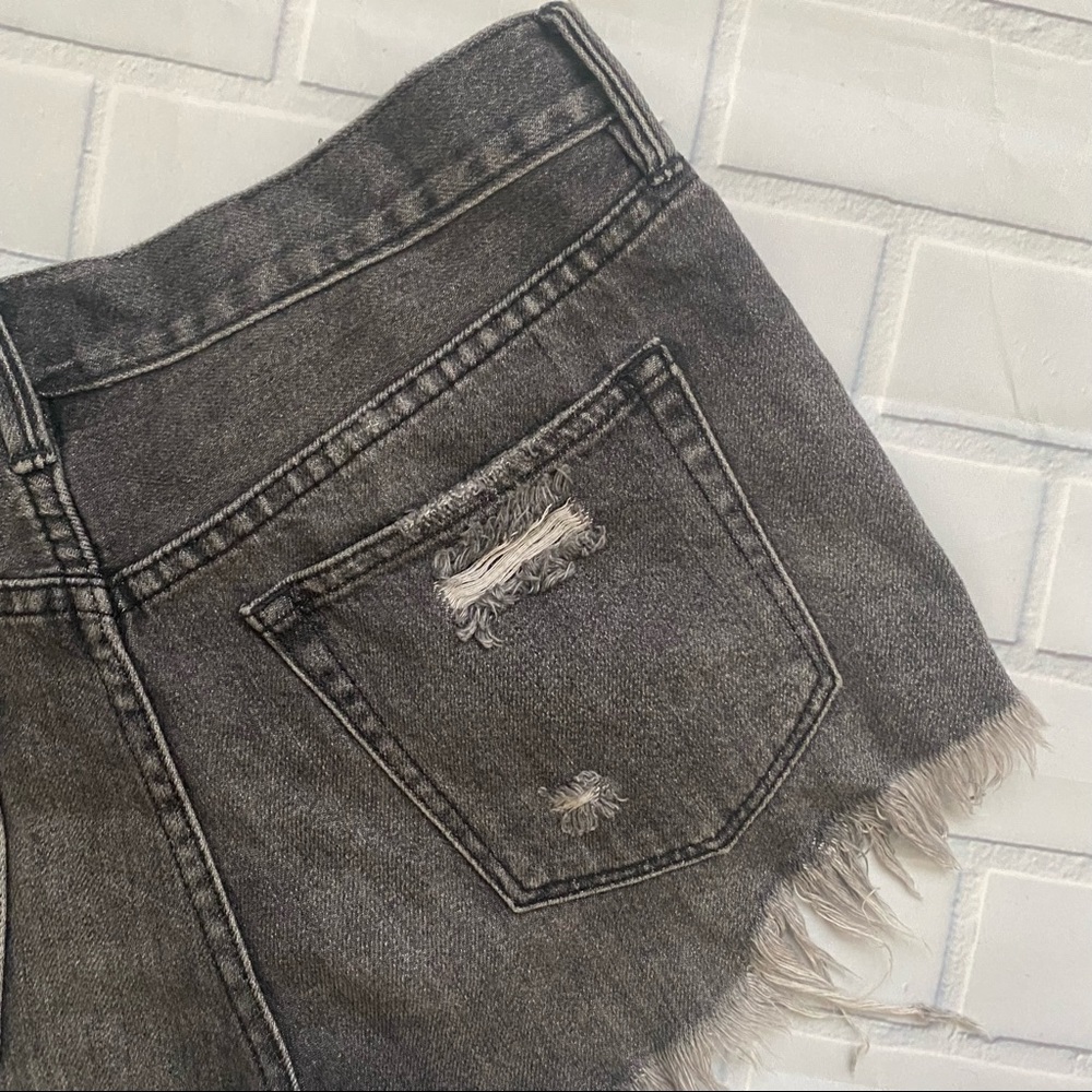 Free People We The Free Gray Faded Denim Cutoff Jean Shorts - Picture 6 of 8